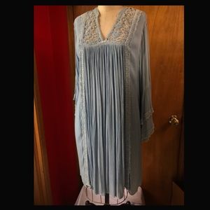 J. Gee Light Blue Gauze & Lace Tunic Dress Sz XL